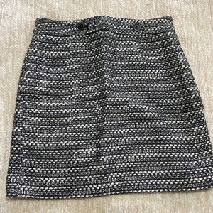 Loft Black & White Woven Pencil Skirt